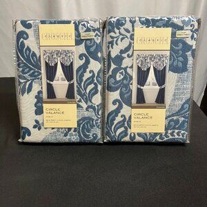 Pair of Croscill Circle Valance Window Treatments - 42"x24" - Diana Blue - New
